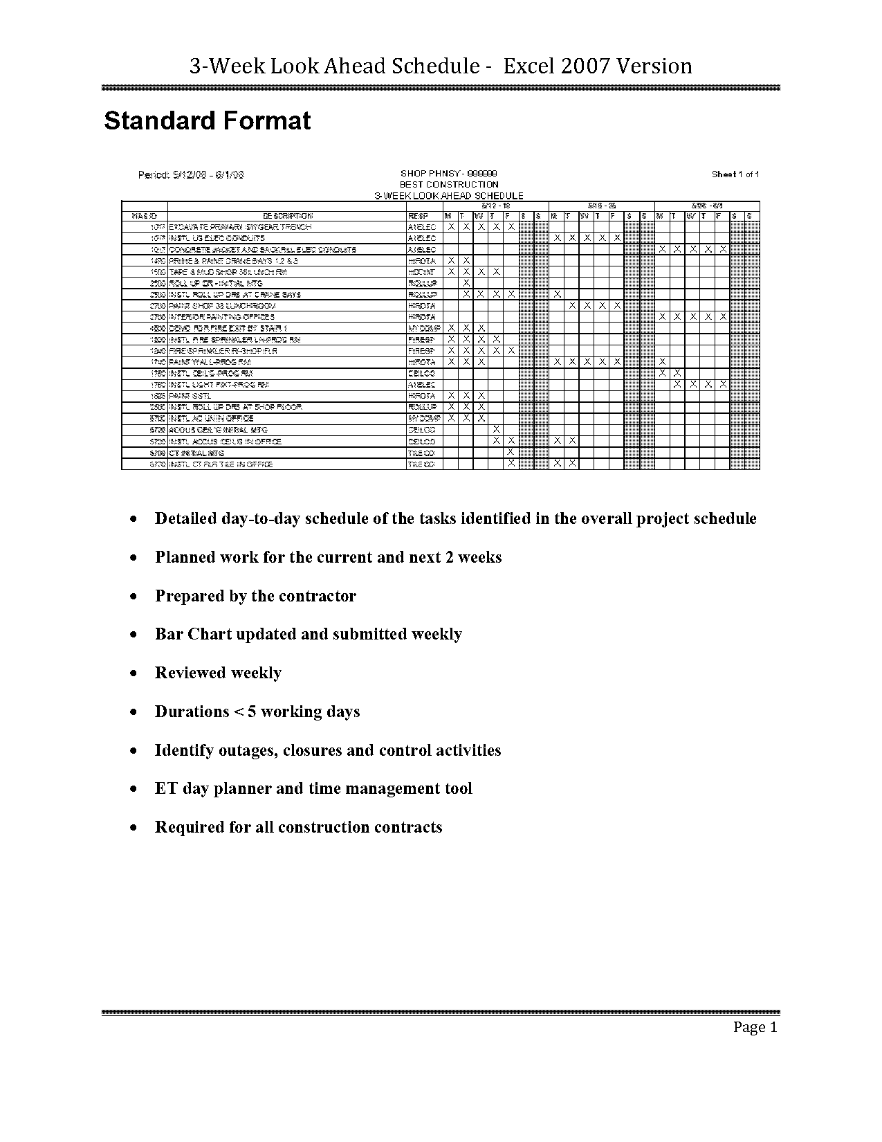 excel weekly plan template