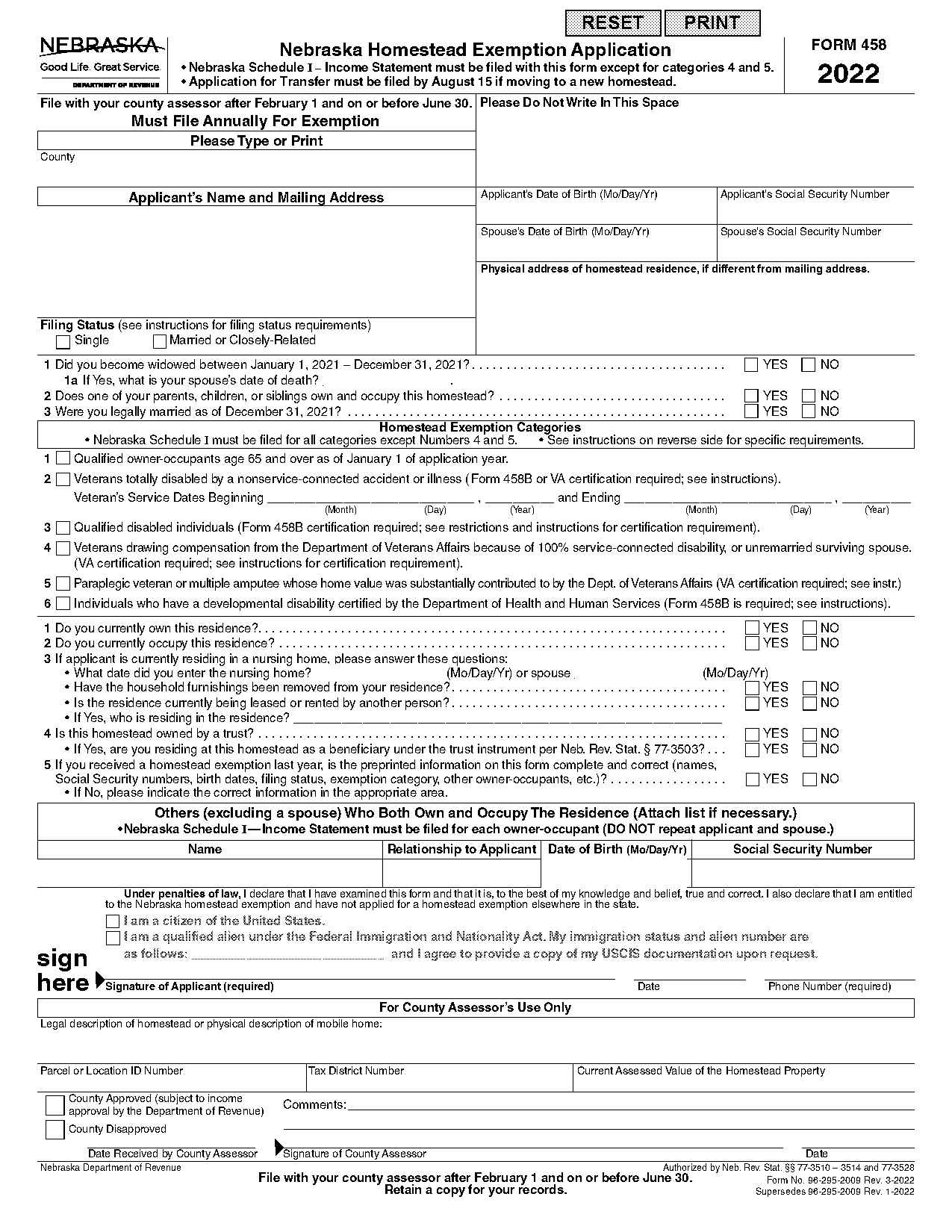 designation of homestead request non tax form